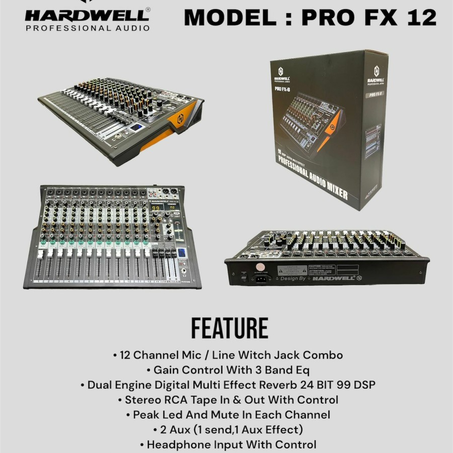 MIXER HARDWELL PRO FX12 ORIGINAL MIXER 12 CHANNEL HARDWELL PRO FX12