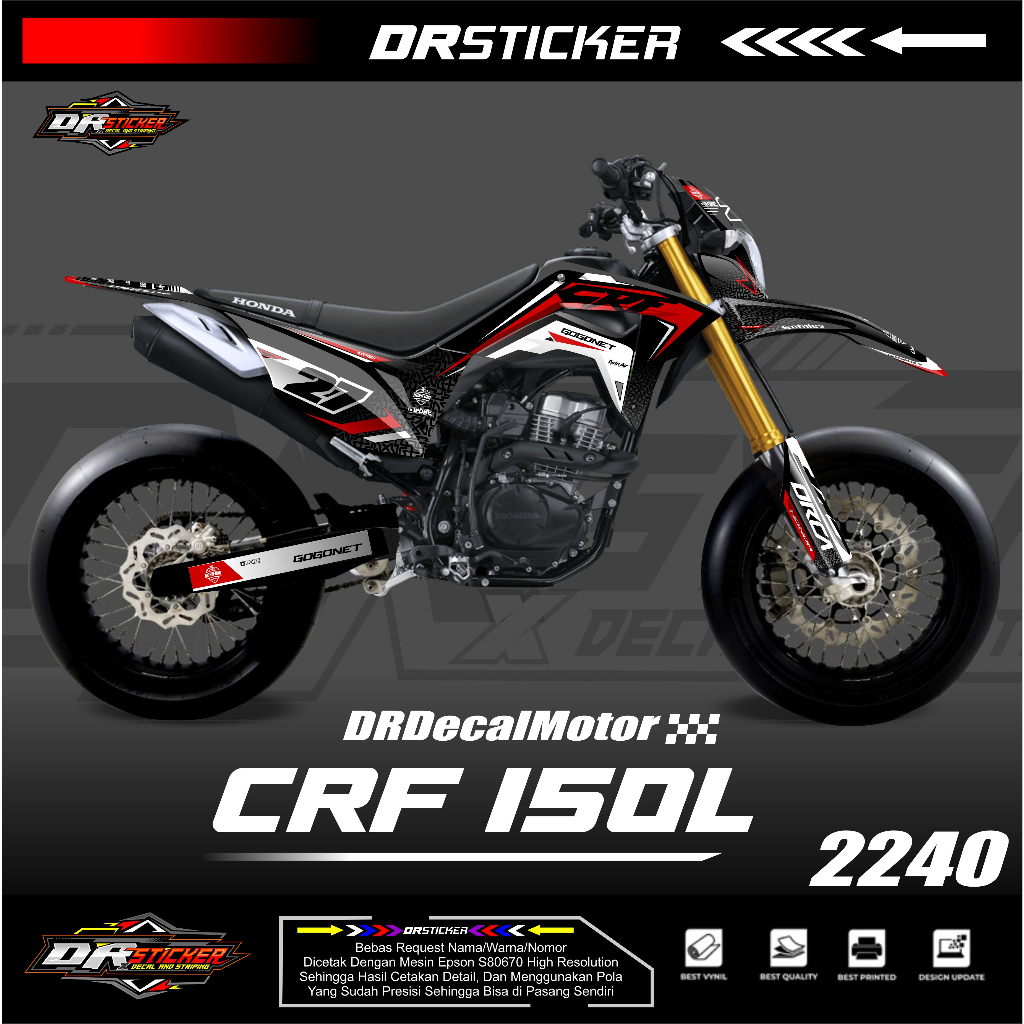 Decal Custom CRF 150L New, Decal minimalis CRF 150L, Decal Custom CRF FULL BODY