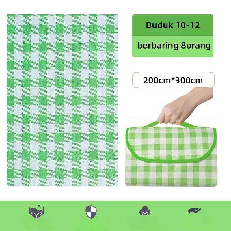 200*300Cm Tikar Piknik Portabel Karpet Piknik Tahan Air Luar Ruangan Tikar Pantai Berkemah Luar Ruangan Perjalanan-hijau200*300cm