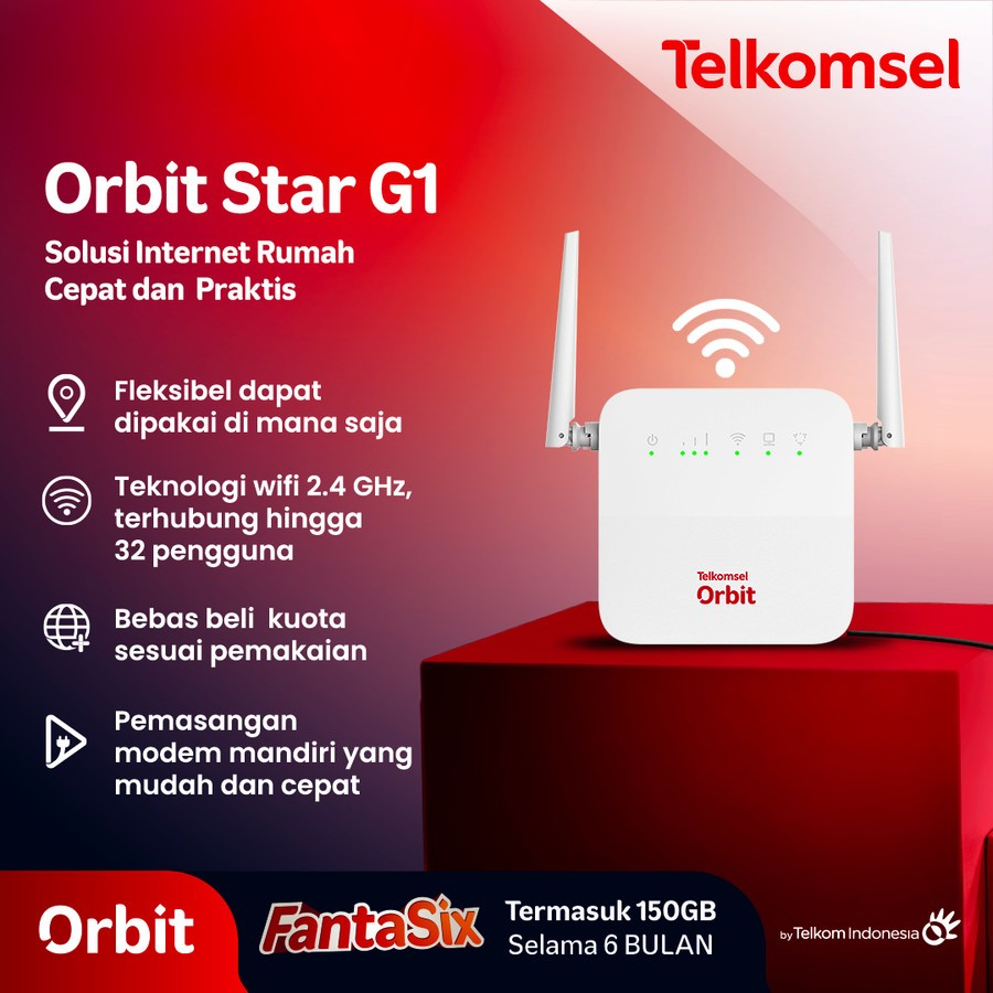 Modem Wifi Telkomsel Orbit Star G1 HKM0130 4G free 150GB 2 Antena