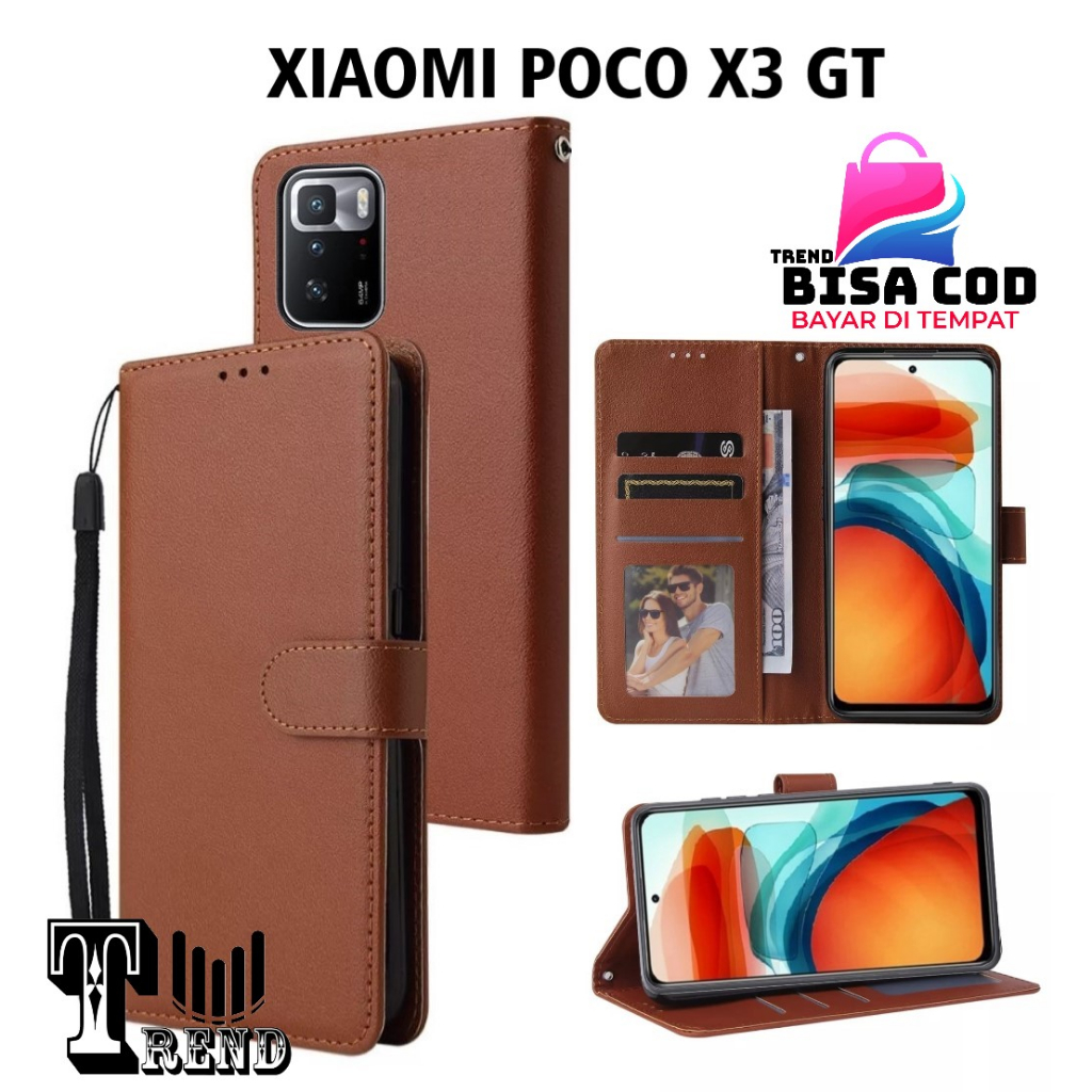 LEATHER CASE FLIP XIAOMI POCO X3 GT- FLIP CASE KULIT UNTUK XIAOMI POCO X3 GT