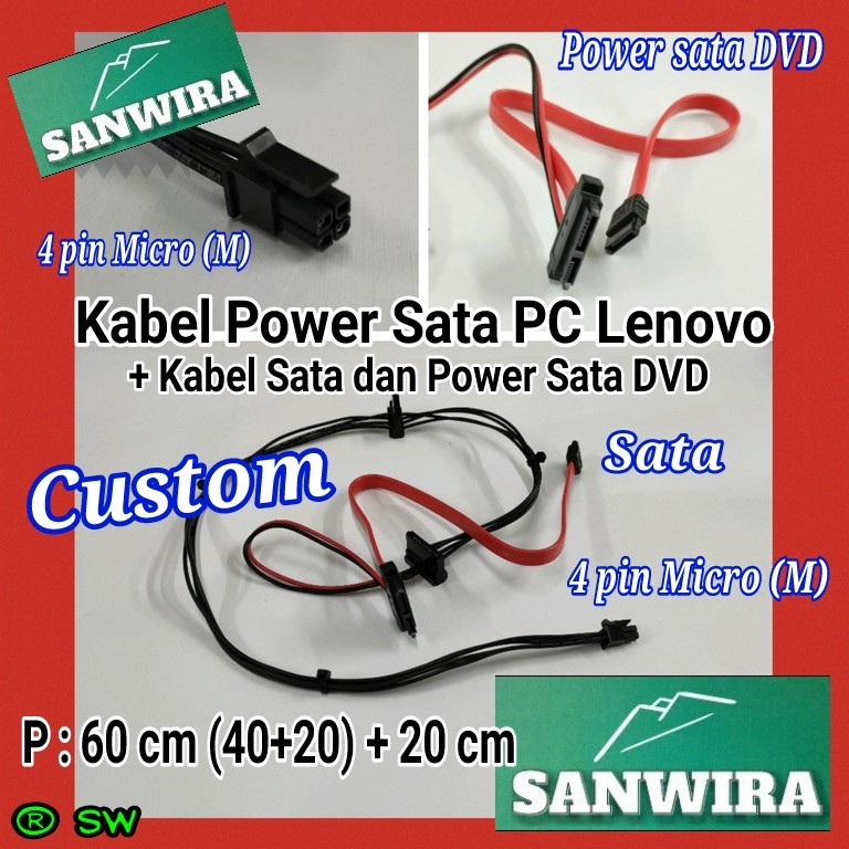 Kabel Power Sata Lenovo + power DVD