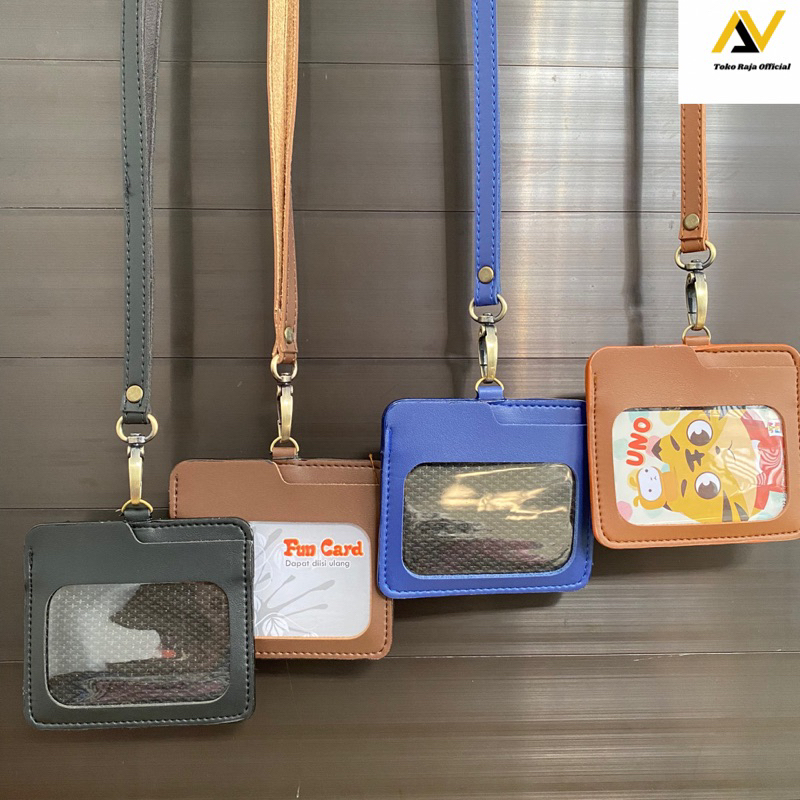 

Name Tag id card holder kulit Horizontal Lanyard Landscape model kekinian