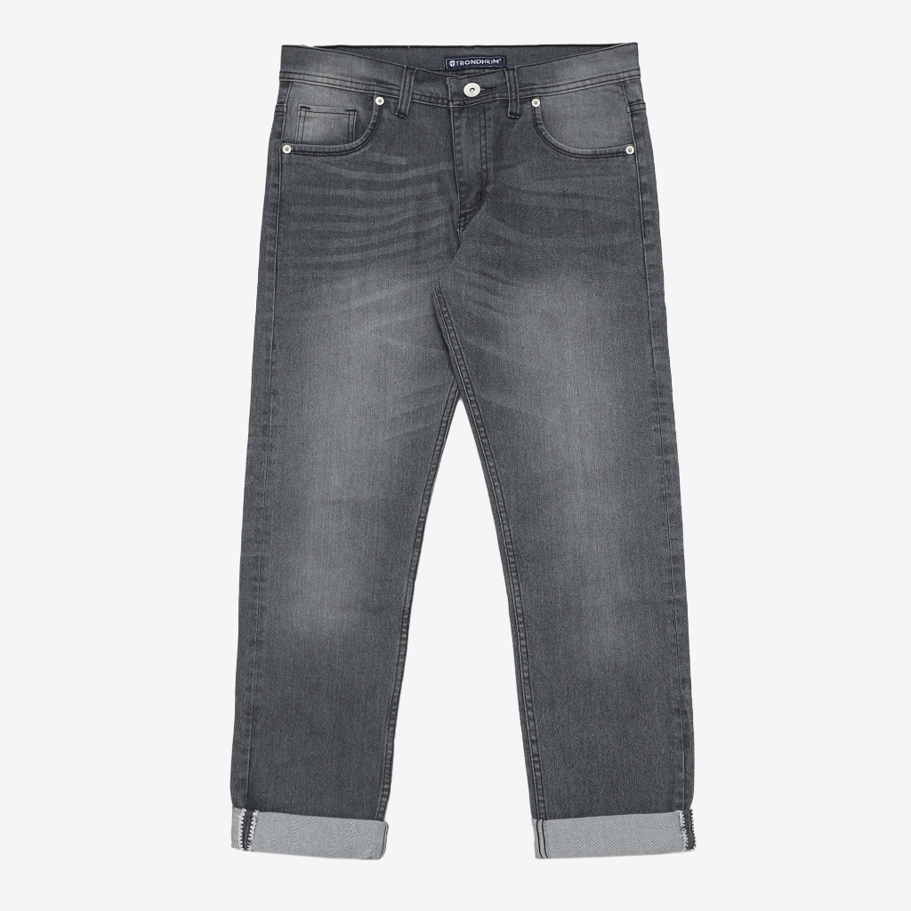 Trondheim Celana Jeans Pria Denim Slimfit Shellstitch Darkgrey