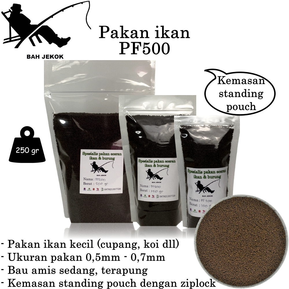 Pelet PF500 Pakan Ikan Hias Kecil Bibit Cupang Koi Guppy Tertra Kura Kura Kolam & Akuarium (250gr).