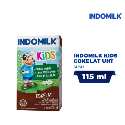 

Susu Indomilk Kids Susu UHT Rasa Cokelat, Strobery, Vanila 115 ml