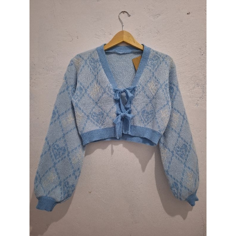 Cardigan Crop Tali Korean Style/Outer Rajut Tali