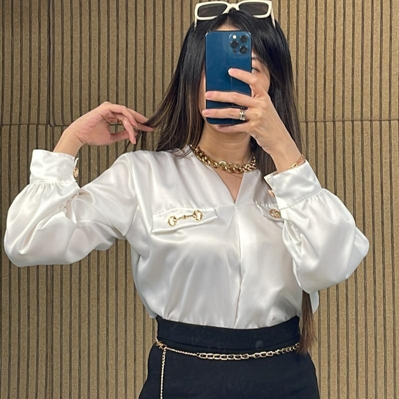 Kylia Top Satin /blouse bahan satin by bombshellofficial/satin blouse