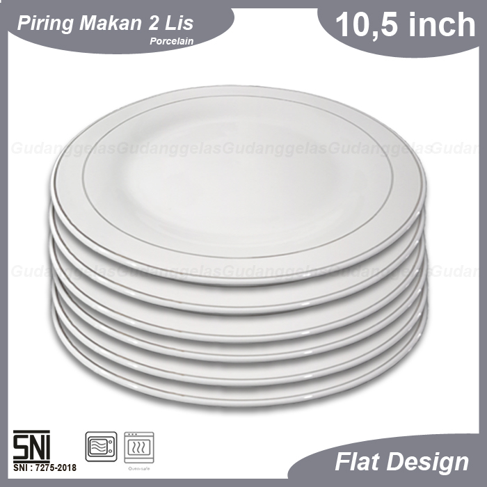 1 SET 6 PCS Piring Makan Porcelain/Piring Lis/Dinner Plate/Piring Nasi Padang/Piring Makan/Piring Po