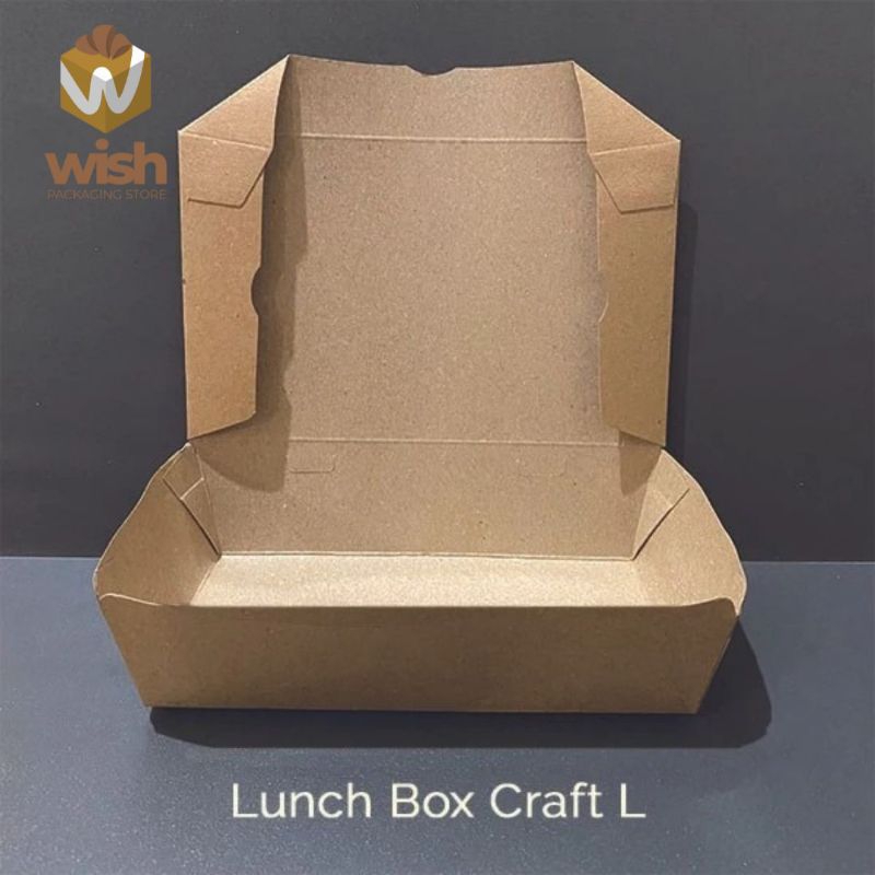 paper lunch box size L bahan ECO kraft foodgrade / paper box coklat