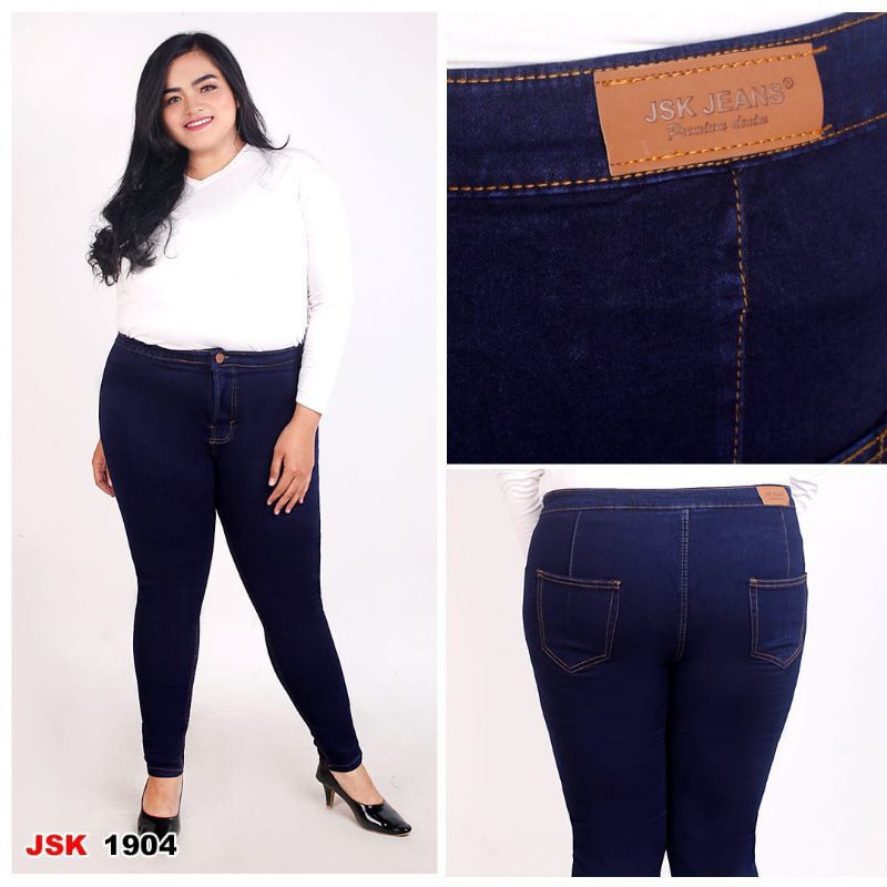 JUMBO BIGSIZE Celana Panjang Highwaist Jeans Wanita Stretch Cewek JSK