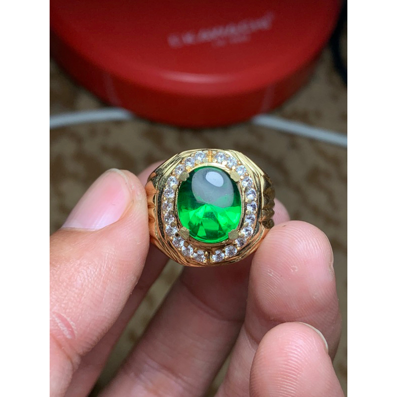 cincin permata green aquamarine