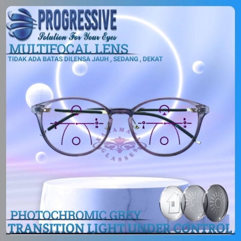Kacamata Baca Progresif Photocromic Pria/Wanita Kacamata Plus Baca dan Jalan Frame Kacamata Progresi