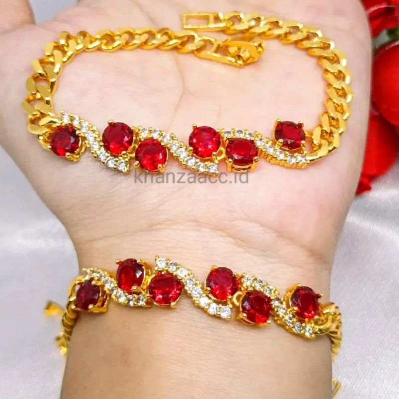 gelang rante permata merah