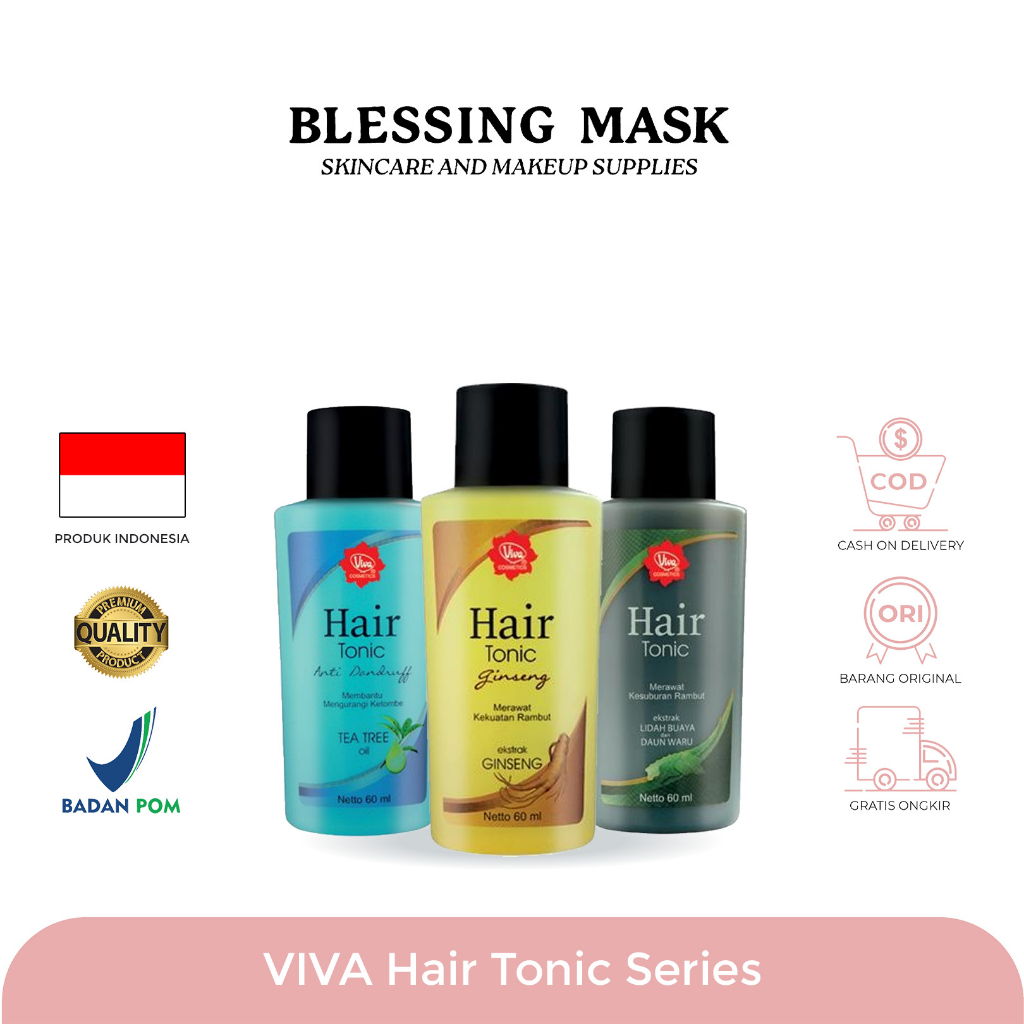 Viva Hair Tonic Ginseng | ekstrak Lidah Buaya |  Anti Dandruff  - 60mL | Blessingmask.official