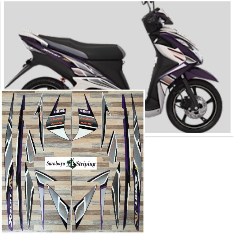 Striping sticker Yamaha Xeon RC 125 ungu tahun 2013 2014