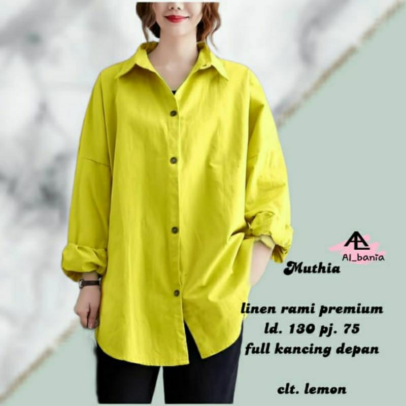 Mutia blouse katun linen jumbo LD 130 XXXL