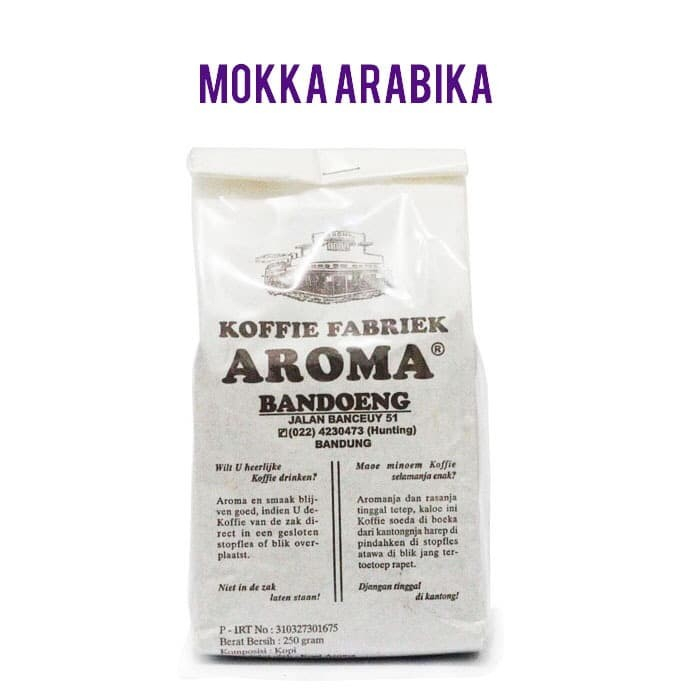 

Kopi Aroma Mocha Arabika Biji / Koffie Fabriek Moka Bandung 250 GR