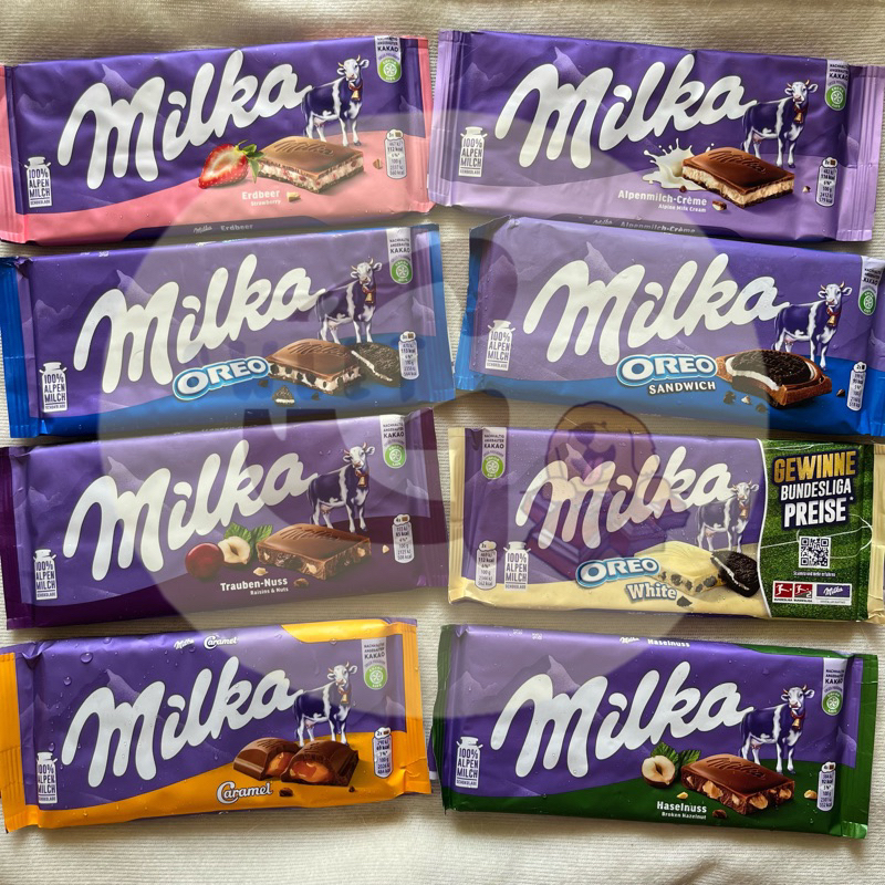 

Milka Chocolate Oreo / Milka Daim / Milka Alpenmilch Creme / Milka Oreo White / Milka Caramel Creme / Haselnuss / Chips Ahoy