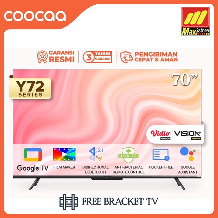 COOCAA 70Y72 70 Inch Google TV Android Smart LED TV [70"] Flicker Free