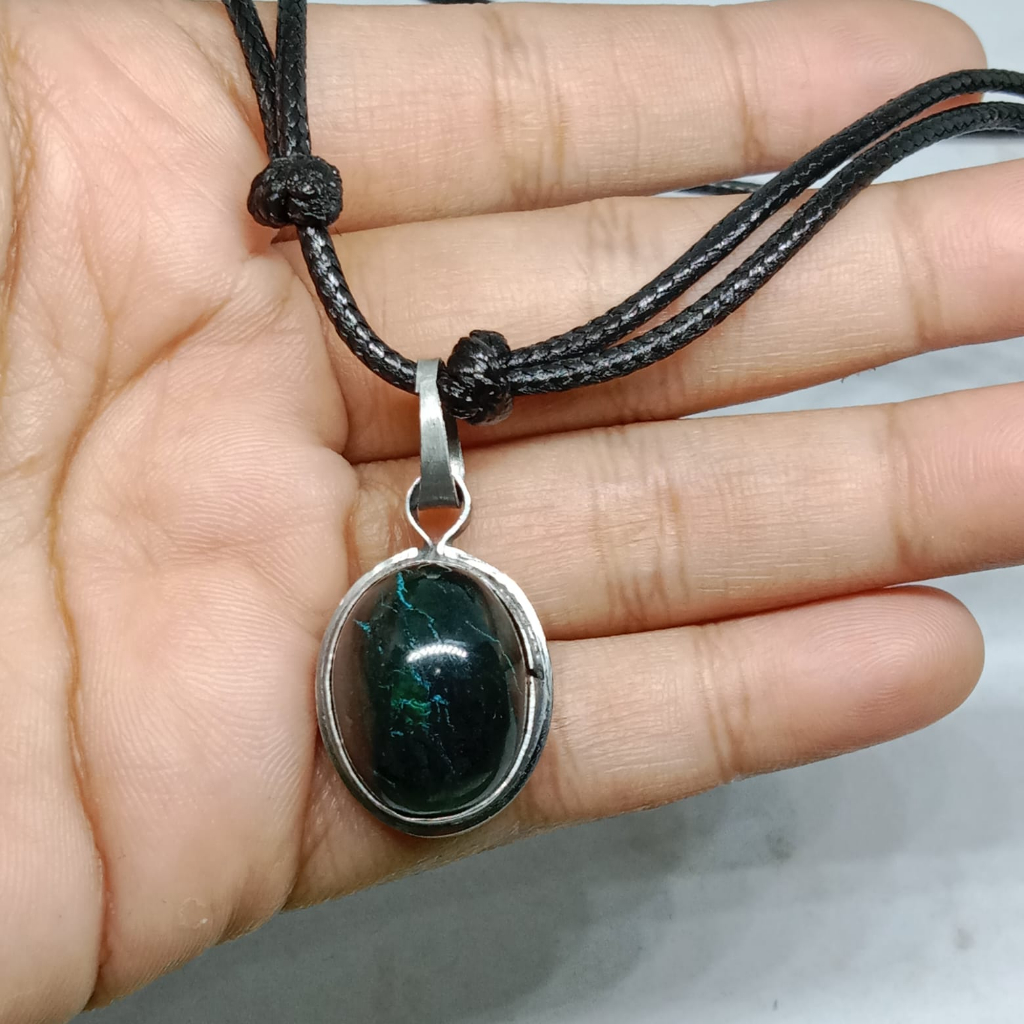 KALUNG LIONTIN BATU AKIK BADAR BESI HIJAU NEMPEL MAGNET ASLI NATURAL