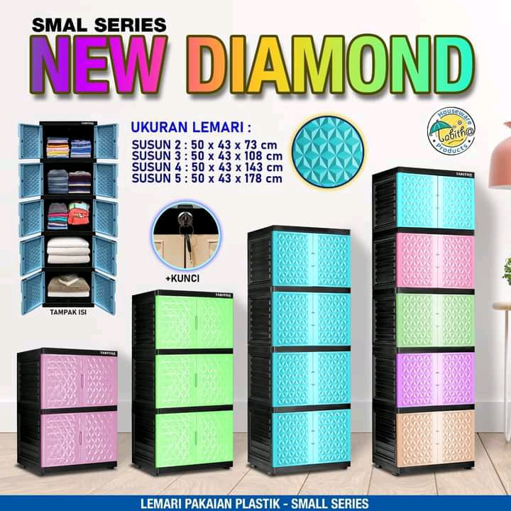 Lemari Tabitha New Diamond 4 Susun + Kunci l Lemari Plastik Kunci l TABHITA 3 Susun l Lemari Pakaian