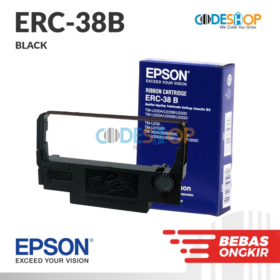 Ribbon Cartridge Original Epson ERC-38 ERC38 Black Pita Printer TMU220 - Hitam