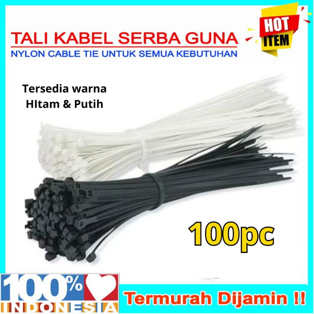 

KABEL TIES PUTIH 2 MM / 3 MM (GROSIR) ISI 100 PCS ASLI NILON CABLE TIE TIS NYLON WHITE BLACK Tis Murah