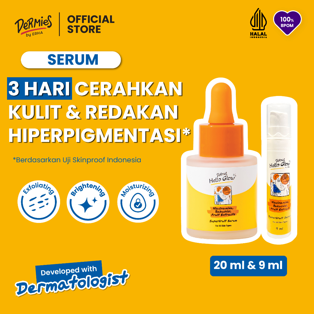 Dermies Hello Glow Superfruit Serum Normal Skin - Serum Pencerah Wajah