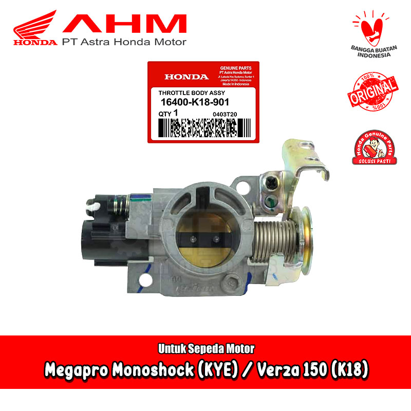 Throttle Body Assy TB Honda Verza 150 Megapro Monoshock Fi KYE Original AHM 16400-K18-901