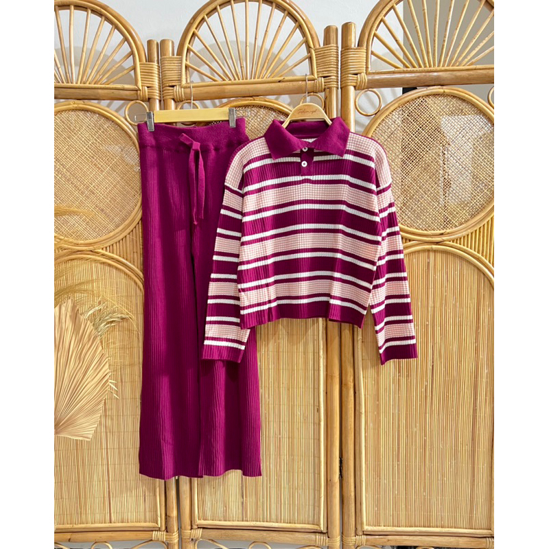 One Set Kalya Polo Crop Lengan Panjang