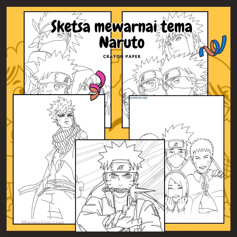 Gambar Sketsa Mewarnai Tema Naruto And Friend - Sketsa - Isi 50 Lembar - Lembaran Mewarna - Buku Mew