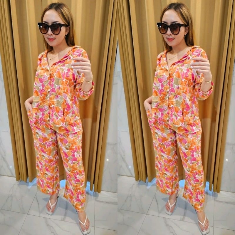 Grosir Natalia | One set Olia Bahan Rayon Motif