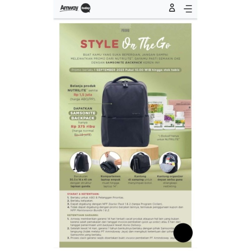 Tas Laptop Original SAMSONITE BACKPACK Promo