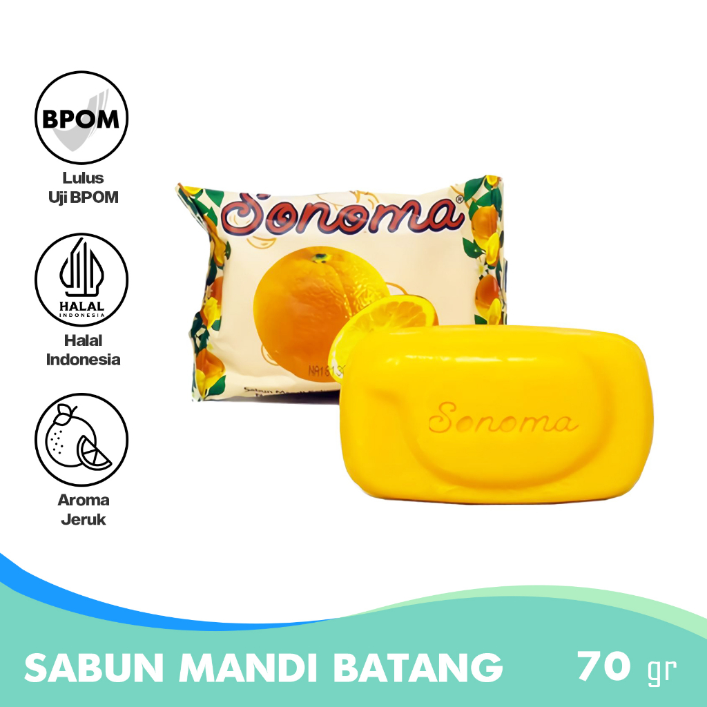 Sonoma Sabun Mandi Batang Shower Bar Jeruk 70G Fruity Bar Soap With Orange Essence Bpom Asi