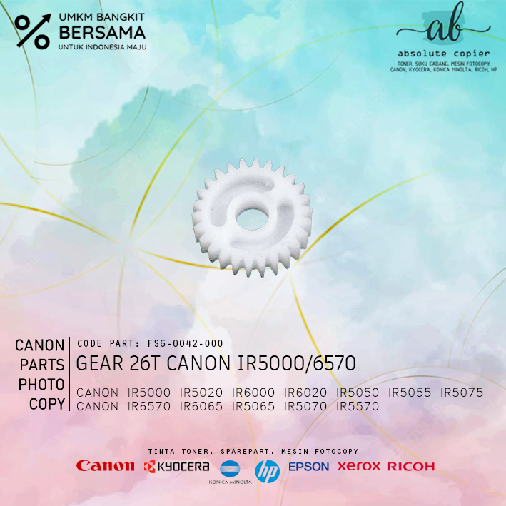 Gear 26T Pulley Canon Fotokopi IR 5000 6000 5020 6020 5570 5050 5055 5075 6570 6065 5070 5066 FS6-00