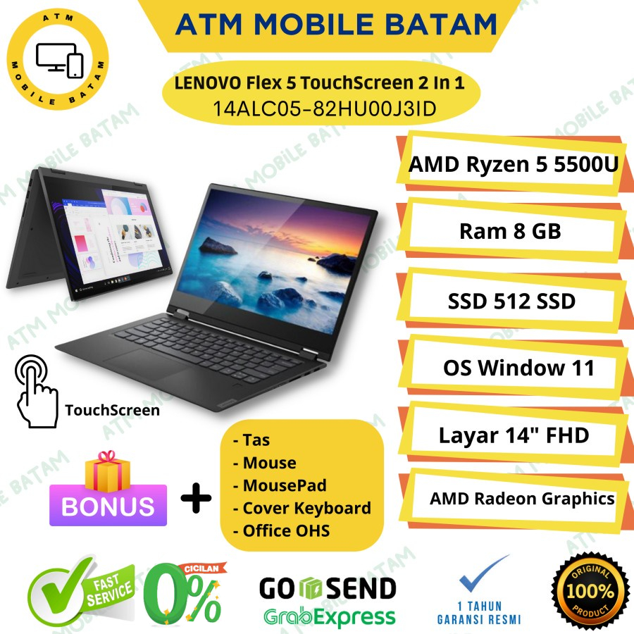 Laptop lenovo 14ALC05 Flex5 Ryzen 5 5500U 8/512GB-Touchscreen