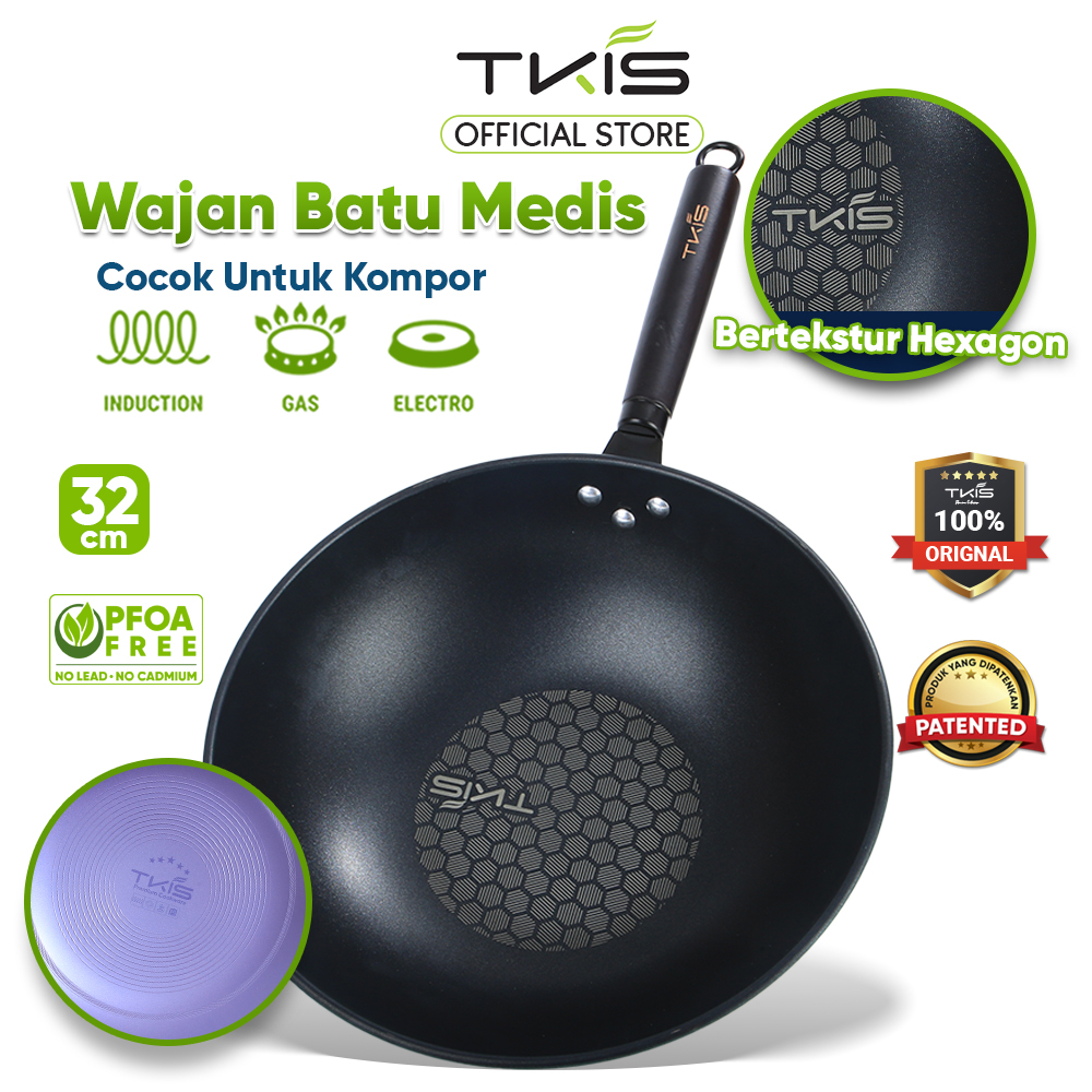 TKIS Wokpan 32cm Panci Wajan penggorengan Anti Lengket wajan Ungu TK-855