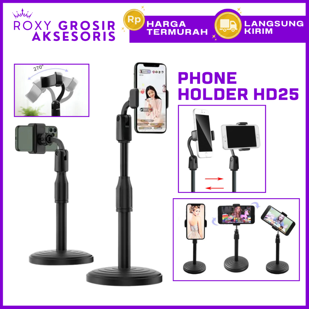 Stand Phone Holder HD25 Tiang Stand Tatakan HP Live Broadcasting