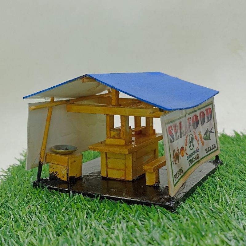 miniatur diorama kedai seafood Aquascape paludarium
