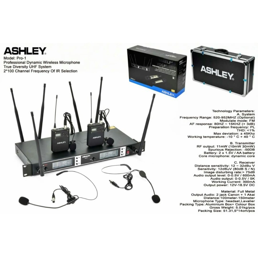 MIC WIRELESS ASHLEY PRO1 mik ashley pro 1 dengan 4 varian jenis mic dan warna pilihan