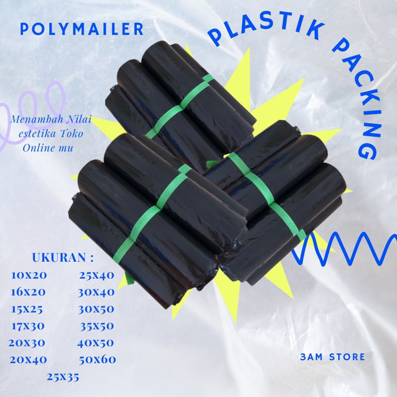 

Plastik Packing Polymailer Hitam isi 100pcs Aneka Ukuran