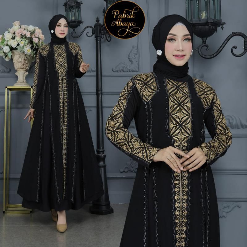 GAMIS ABAYA TURKEY #5093 BORDIR PAYET BY PABRIK ABAYA
