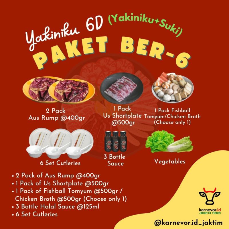 

Paket Daging BBQ/Paket BBQ/Paket 6 Orang/Paket Yakiniku/Paket Suki/ Daging Wagyu