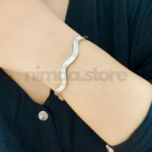 Gelang Bangkok CTR Gelombang Polos Titanium Premium
