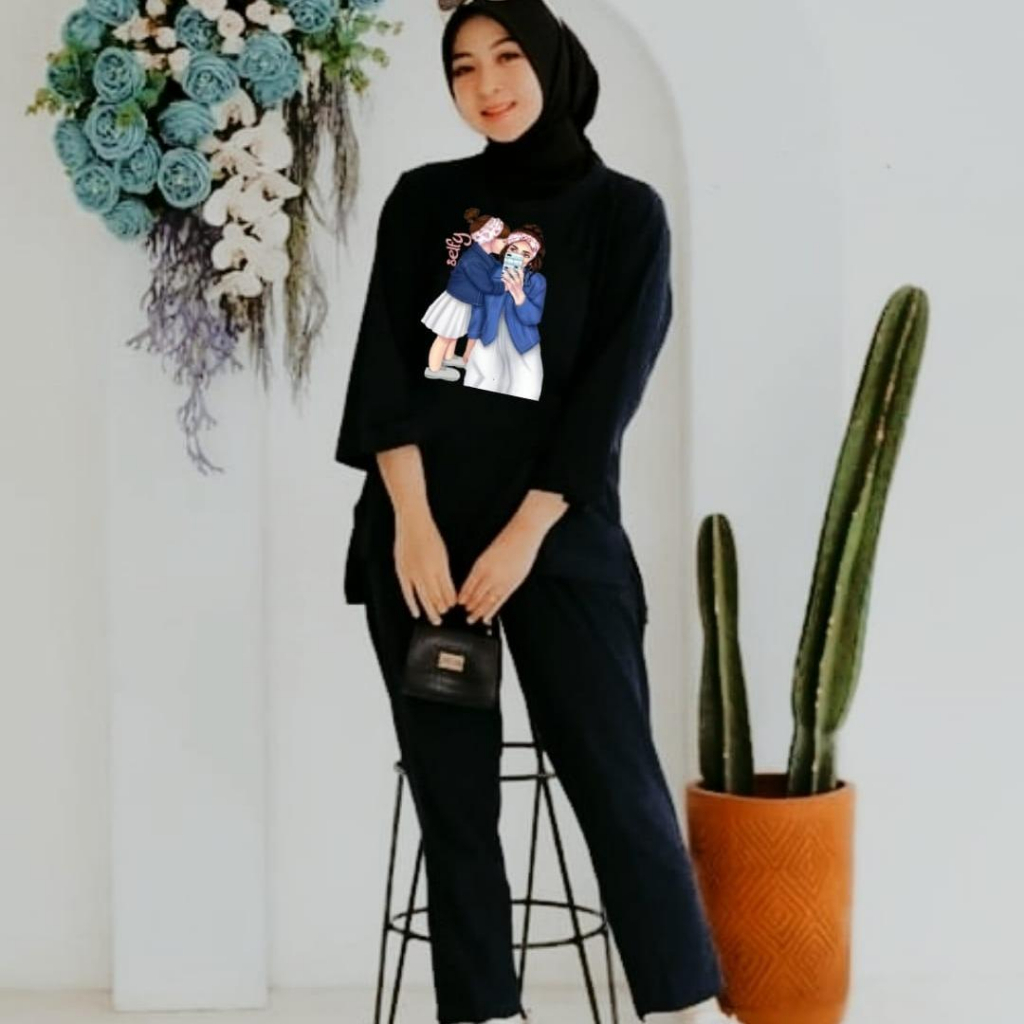 CLARABELL / ONESET WANITA SELFY / SETELAN WANITA HIJAB / KAOS ATASAN WANITA OVERSIZE / KAOS WANITA H