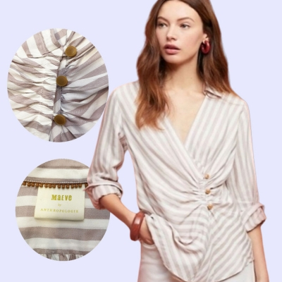 MV106 MARIANA WRAP STRIPE TOP Blouse lengan panjang wanita