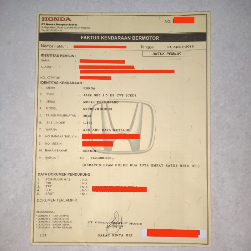 Faktur+Nik+Form A+Arsip Mobil