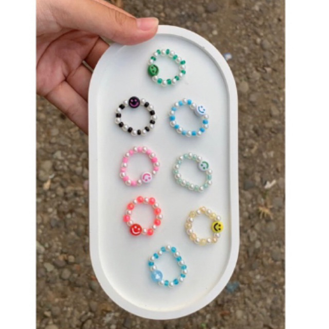cincin manik korea/beaded ring/cincin korea/cincin huruf cincin aesthetik
