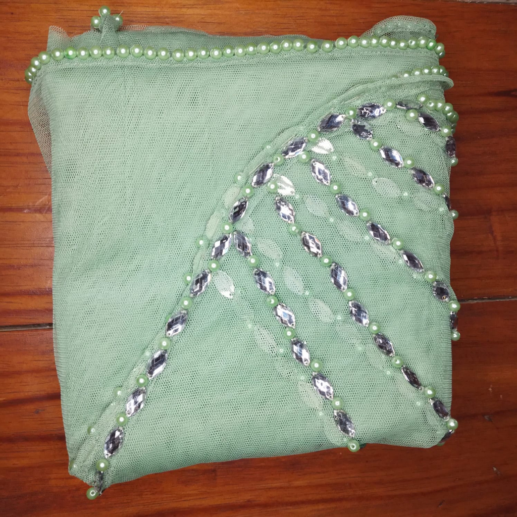 Hiasan baju pengantin SAGE /jubah pengantin elegan